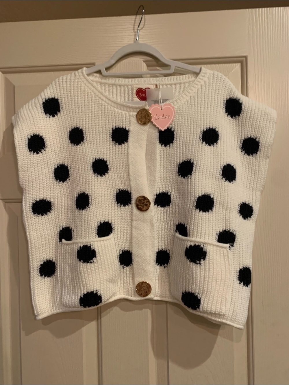 White/Black Polka Dot Vest